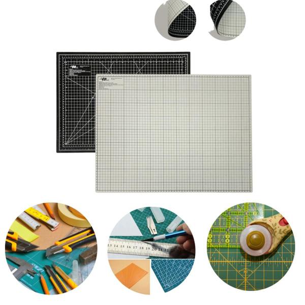 Imagem de Kit Base de Corte A3 Placa Apoio de Mesa 45x30 Régua de Metal inox 30cm Para Patchwork Artesanato Scrapbook