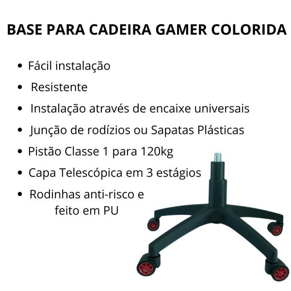 Imagem de Kit Base Estrela Cadeira Gamer Squadroni Vermelho