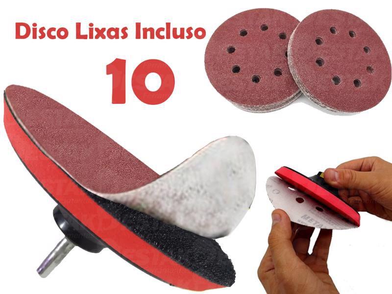 Imagem de KIT BASE LIXA SUPORTE DE BOINA C/ tiras autocolantes P/ FURADEIRA 115MM 10 LIXA GRÃO 80 