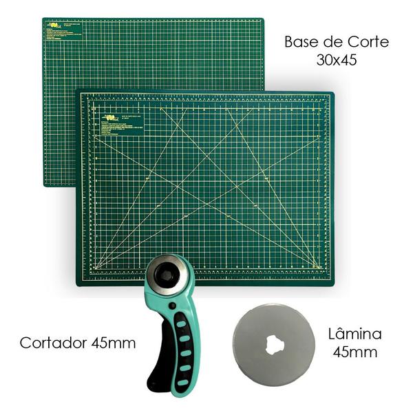 Imagem de Kit Bases Para Corte Placa Apoio de Mesa A3 45x30 Cortador Circular 45mm + 1 Disco Reserva