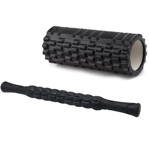 Imagem de Kit Bastão Massagem E Rolo Liberação Miofascial Foam Roller