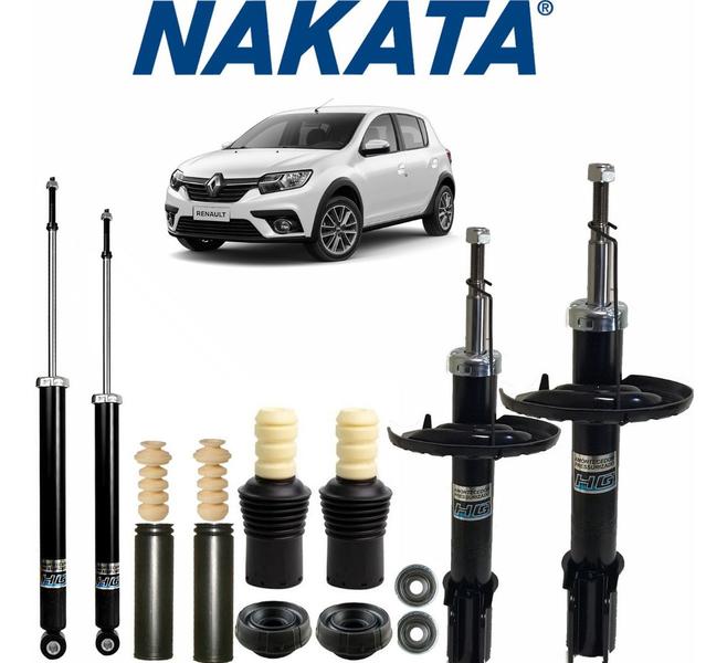 Imagem de Kit Batente+4 Amortecedor Dianteiro+Traseiro Renault Sandero 1.0 2015 A 2020 Nakata