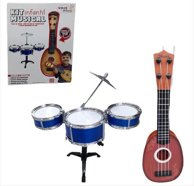 Imagem de Kit Bateria Musical Infantil Com Violao