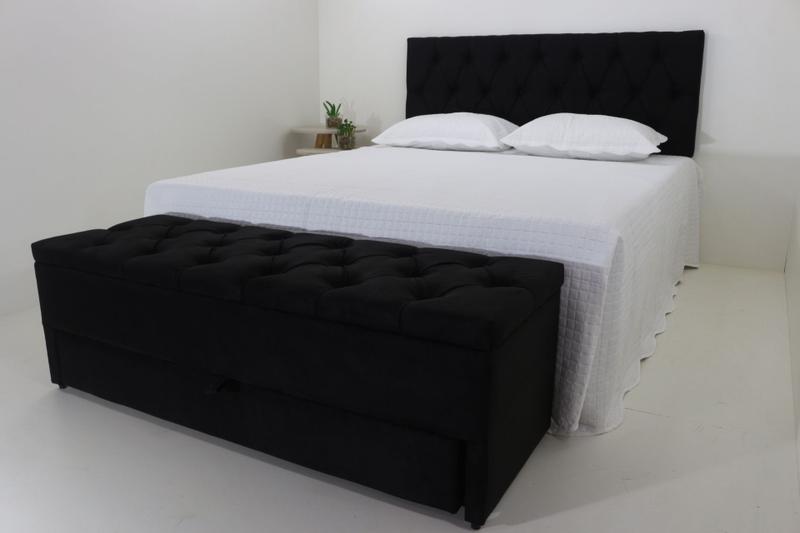 Imagem de Kit Baú Gaveta E Cabeceira Queen Painel 160cmx60cm cor Preto