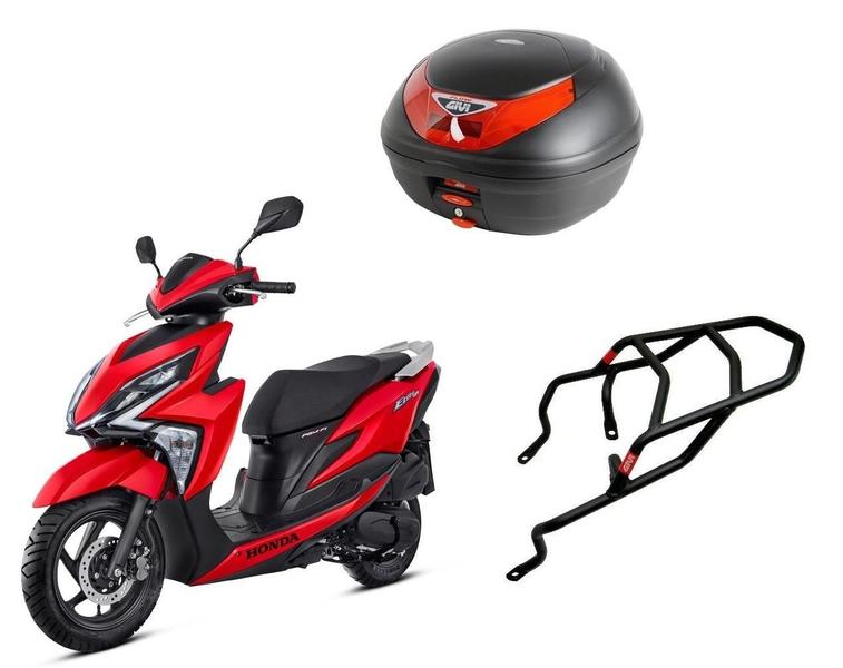 Imagem de Kit Bau Givi E350N + Suporte Givi Sr1174 P Honda Elite 125