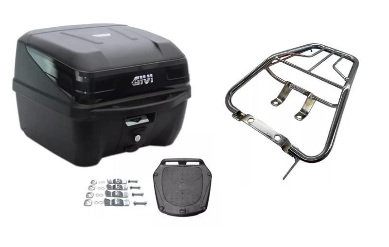 Imagem de Kit baú givi moto 33l preto traffic iii + bagageiro titan 150 2003 2004 2005 2006 2007 2008 projétil