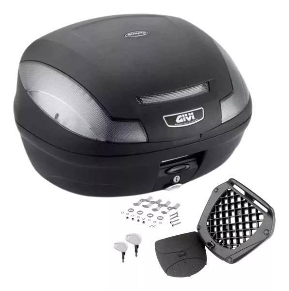 Imagem de Kit baú moto 47l m.lock givi e-470nt + bagageiro scam fazer 250 2018 2019 2020 2021 2022 2023 2024