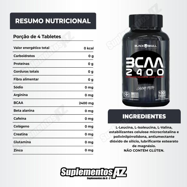 Imagem de Kit Bcaa 100 Caps + Bcaa 2400mg 30 Caps Preta Black Skull