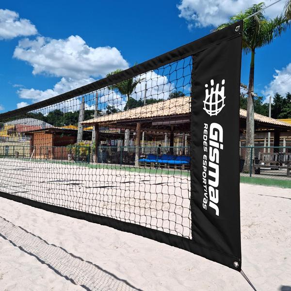 Imagem de Kit Beach Tennis Preto - Rede Oficial Pro + Fita Marcação