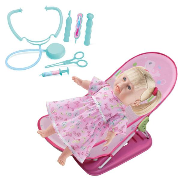 Imagem de Kit Bebe Boneca Rafaeli Consulta Médica + Cadeira p/ Dormir