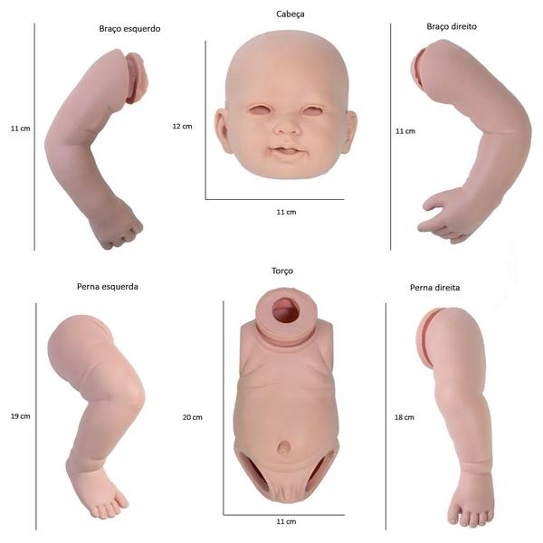 Imagem de Kit Bebe Reborn 43 cm Menino Molde Corpo Silicone