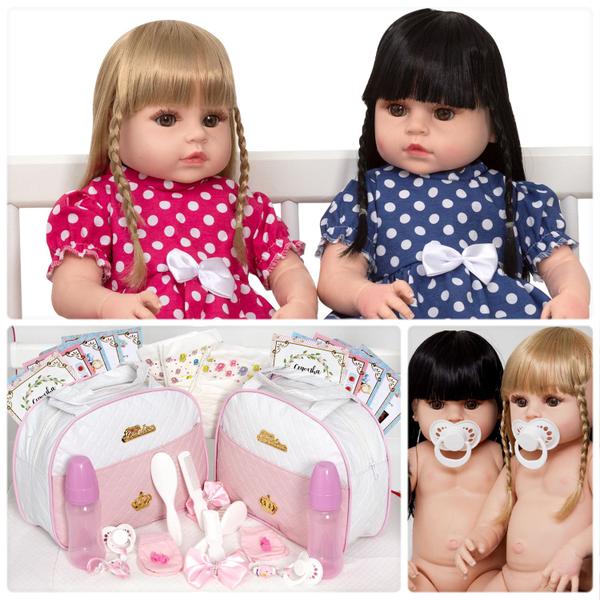 Imagem de Kit Bebe Reborn Baby Gêmeas Princesas Com Lindos Acessórios