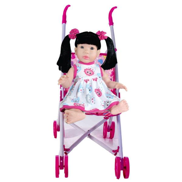 Kit Bebê Reborn Menina Cabelo Preto 1187 + Carrinho Boneca - Sid Nyl Imagem de Kit Bebê Reborn Menina Cabelo Preto 1187 + Carrinho Boneca
