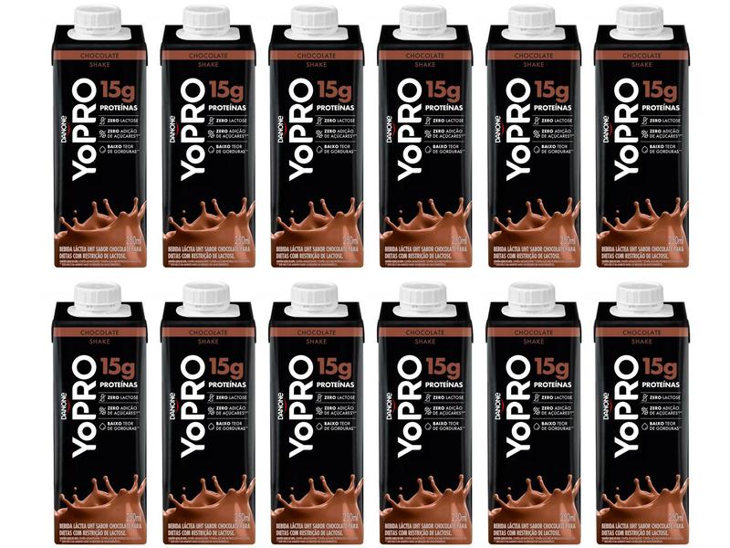 Kit Bebida Láctea UHT YoPRO Chocolate Sem Lactose - Zero Açúcar 250ml 12 Unidades Kit Bebida Láctea UHT YoPRO Chocolate Sem Lactose - Zero Açúcar 250ml 12 Unidades