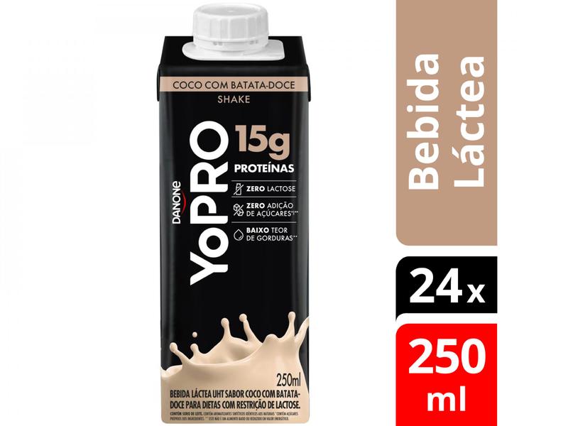 Kit Bebida Láctea YoPRO Coco com Batata-Doce - Sem Lactose Zero Açúcar 24 Unidades 250ml Cada Imagem de Kit Bebida Láctea YoPRO Coco com Batata-Doce
