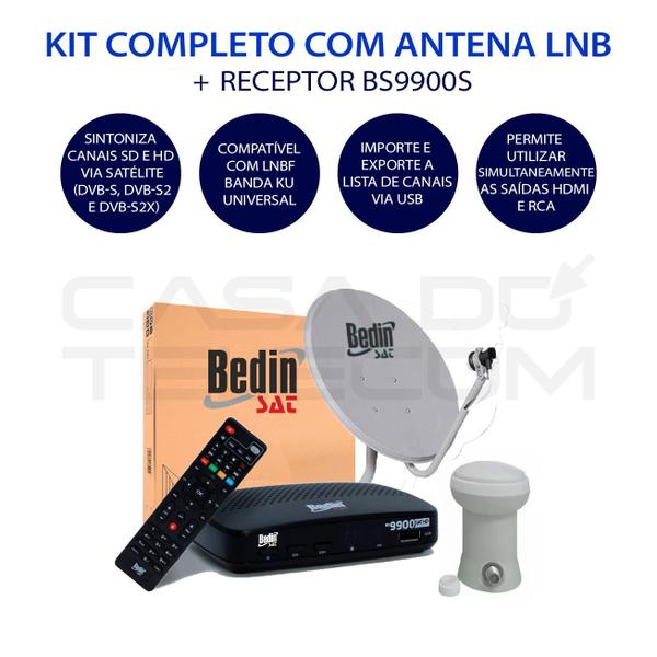 Imagem de Kit bedinsat receptor digital + lnbf  + antena ku 60 cm