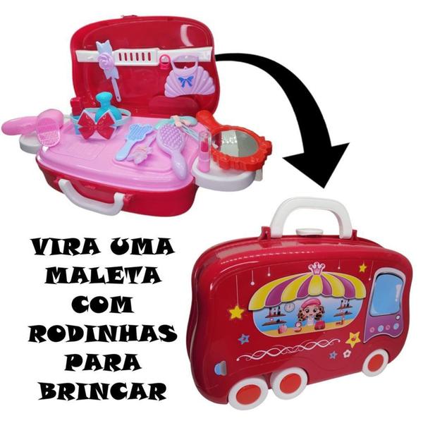 Imagem de Kit Beleza Brinquedo 14 Peças Maleta Maquiagem Com Rodinhas DTE0350 - DuteToys