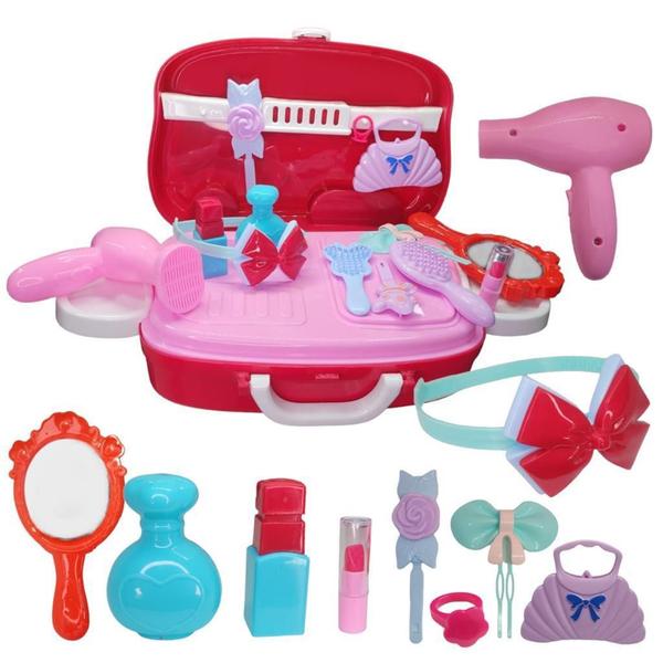 Kit Beleza Brinquedo 14 Peças Maleta Maquiagem Com Rodinhas - Dutetoys Imagem de Kit Beleza Brinquedo 14 Peças Maleta Maquiagem Com Rodinhas