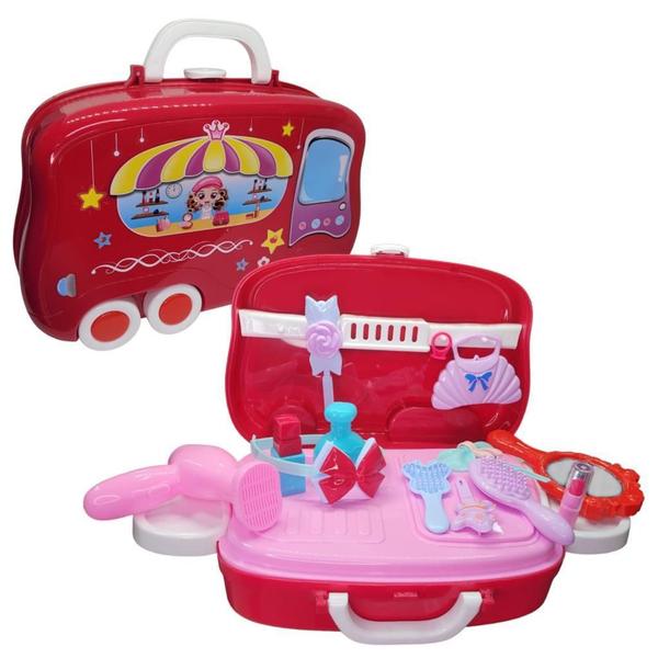 Kit Beleza Brinquedo 14 Peças Maleta Maquiagem Com Rodinhas - Dutetoys Imagem de Kit Beleza Brinquedo 14 Peças Maleta Maquiagem Com Rodinhas