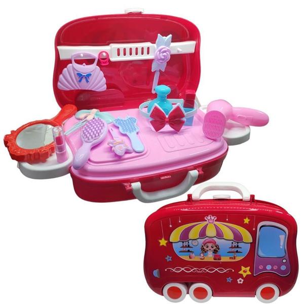 Kit Beleza Brinquedo 14 Peças Maleta Maquiagem Com Rodinhas - Dutetoys Imagem de Kit Beleza Brinquedo 14 Peças Maleta Maquiagem Com Rodinhas