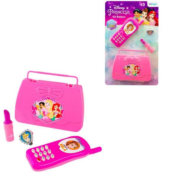 Kit Beleza Infantil Disney Princesa Bolsa Celular Batom Anel - Etitoys Imagem de Kit Beleza Infantil Disney Princesa Bolsa Celular Batom Anel