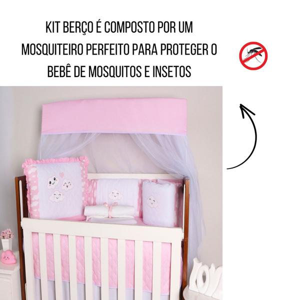 Imagem de Kit Berço 10 Peças Americano Bordado Protetor Lateral Menino Menina