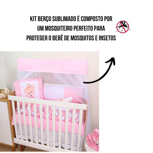 Imagem de Kit Berço 10 Peças c/ Trança Americano Sublimado Estampado Menina Menino