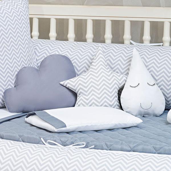 Imagem de Kit Berço Americano Estampado Chevron 13 Pcs Protetor Bebe Quarto Enxoval Decoração