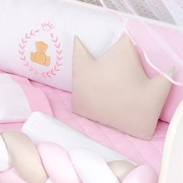 Imagem de Kit Berço Americano Trançado Ursa Princesa 11 Pcs Protetor Bebe Quarto Menina Imperial Chuva Amor