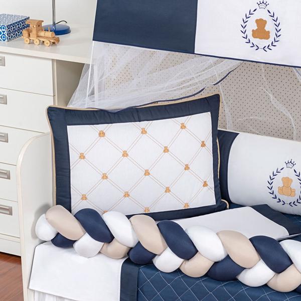 Kit Berço Americano Ursinho Principe Azul Marinho Menino 12 peças com Saia berço e almofada - L2M Imagem de Kit Berço Americano Ursinho Principe Azul Marinho Menino 12 peças com Saia berço e almofada