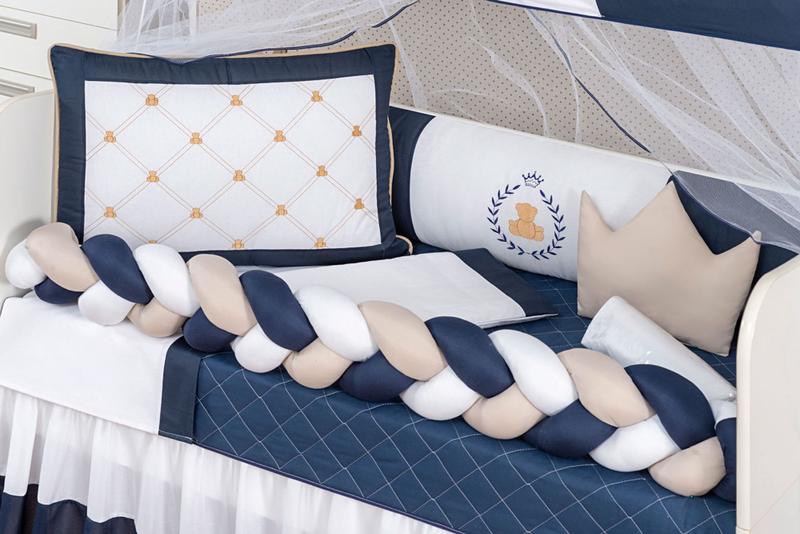 Kit Berço Americano Ursinho Principe Azul Marinho Menino 12 peças com Saia berço e almofada - L2M Imagem de Kit Berço Americano Ursinho Principe Azul Marinho Menino 12 peças com Saia berço e almofada