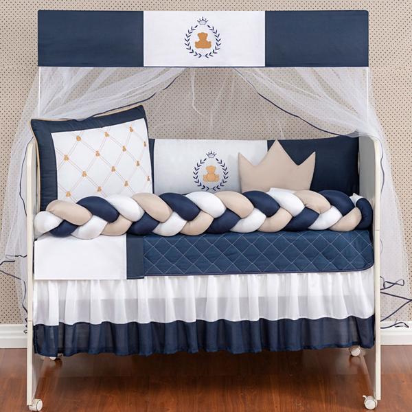 Kit Berço Americano Ursinho Principe Azul Marinho Menino 12 peças com Saia berço e almofada - L2M Imagem de Kit Berço Americano Ursinho Principe Azul Marinho Menino 12 peças com Saia berço e almofada