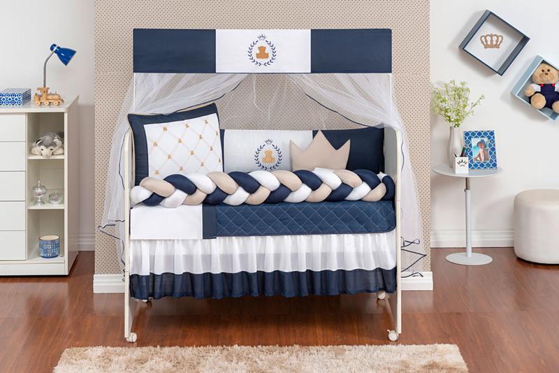 Kit Berço Americano Ursinho Principe Azul Marinho Menino 12 peças com Saia berço e almofada - L2M Imagem de Kit Berço Americano Ursinho Principe Azul Marinho Menino 12 peças com Saia berço e almofada