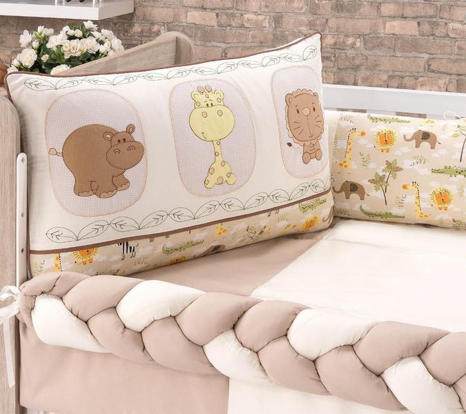 Kit Berço Baby Tigre Bordado 09 Peças Kit Americano Berço - De Luca Enxovais Imagem de Kit Berço Baby Tigre Bordado 09 Peças Kit Americano Berço