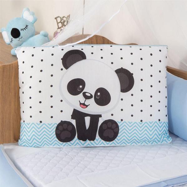 Kit Berço Bebê Aquarelado Panda 10 Peças - ul - ul Cinza - Casa Show Enxovais Imagem de Kit Berço Bebê Aquarelado Panda 10 Peças - ul - ul Cinza
