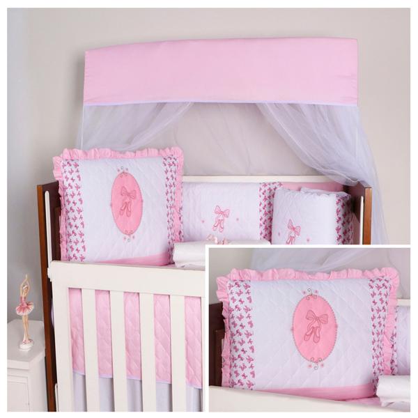 Kit Berço Bordado Protetor Lateral Americano Bebê Menina Menino 10 Peças - Maria's Baby Imagem de Kit Berço Bordado Protetor Lateral Americano Bebê Menina Menino 10 Peças