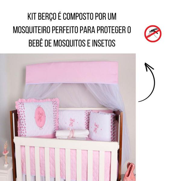 Kit Berço Bordado Protetor Lateral Americano Bebê Menina Menino 10 Peças - Maria's Baby Imagem de Kit Berço Bordado Protetor Lateral Americano Bebê Menina Menino 10 Peças