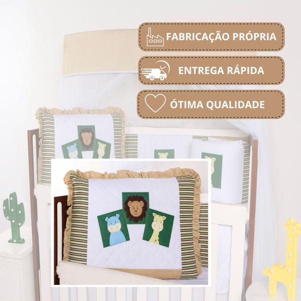 Kit Berço Bordado Protetor Lateral Americano Bebê Menina Menino 10 Peças - Maria's Baby Imagem de Kit Berço Bordado Protetor Lateral Americano Bebê Menina Menino 10 Peças