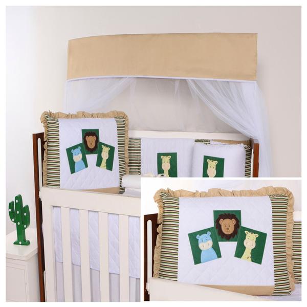 Kit Berço Bordado Protetor Lateral Americano Bebê Menina Menino 10 Peças - Maria's Baby Imagem de Kit Berço Bordado Protetor Lateral Americano Bebê Menina Menino 10 Peças