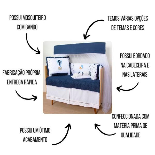 Kit Berço Bordado Protetor Lateral Americano Bebê Menina Menino 10 Peças - Maria's Baby Imagem de Kit Berço Bordado Protetor Lateral Americano Bebê Menina Menino 10 Peças