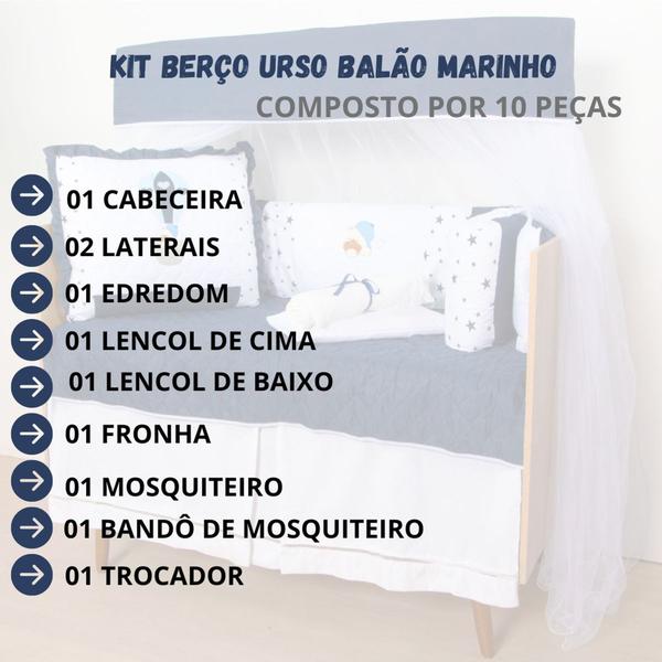 Kit Berço Bordado Protetor Lateral Americano Bebê Menina Menino 10 Peças - Maria's Baby Imagem de Kit Berço Bordado Protetor Lateral Americano Bebê Menina Menino 10 Peças