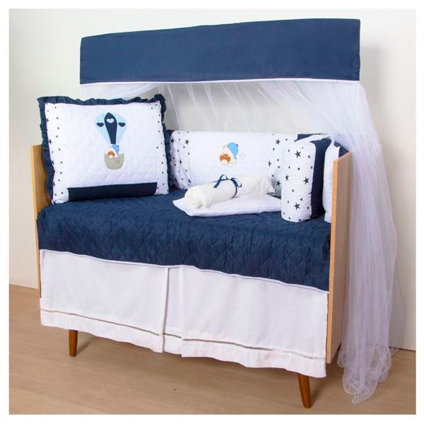 Kit Berço Bordado Protetor Lateral Americano Bebê Menina Menino 10 Peças - Maria's Baby Imagem de Kit Berço Bordado Protetor Lateral Americano Bebê Menina Menino 10 Peças