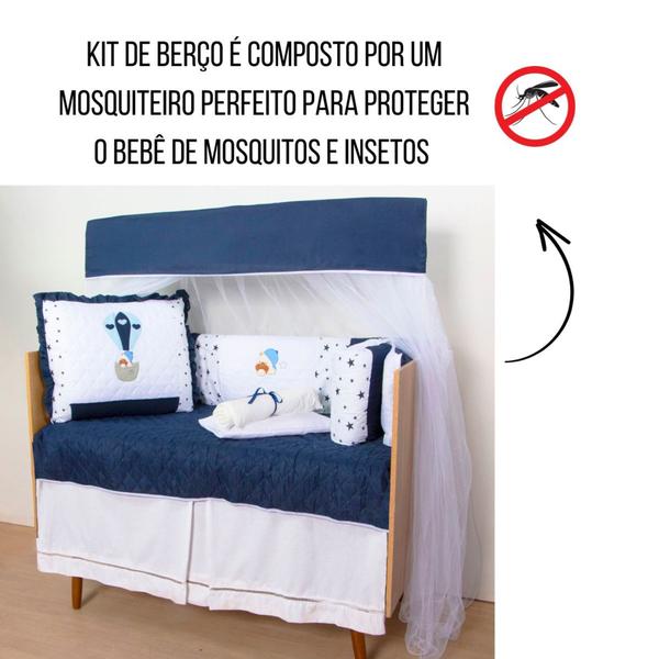 Kit Berço Bordado Protetor Lateral Americano Bebê Menina Menino 10 Peças - Maria's Baby Imagem de Kit Berço Bordado Protetor Lateral Americano Bebê Menina Menino 10 Peças