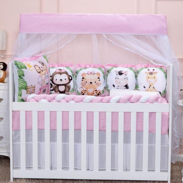 Imagem de Kit Berço de Menina Safari Rosa e Castelo Lilás Nova Linha Sublime 12 Peças -Caio baby 1