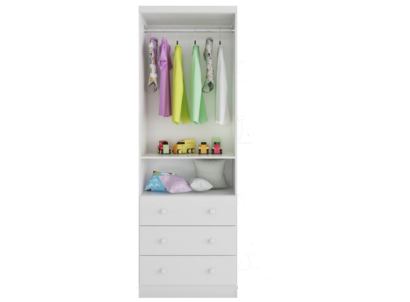 Imagem de Kit Berço Guarda Roupa 2 Portas Clara Luna Moveis Peroba MDF Branco Brilho