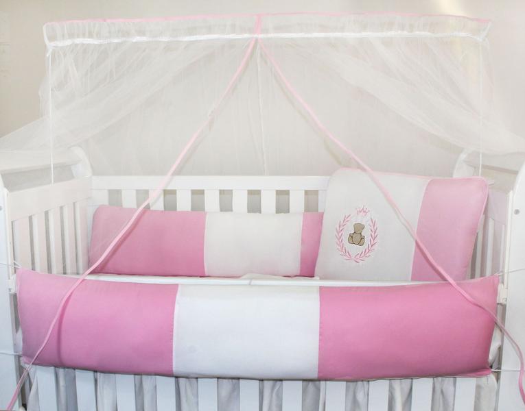 Imagem de Kit Berço Kids 100% Alg com Mosquiteiro Comum - Thed Rosa