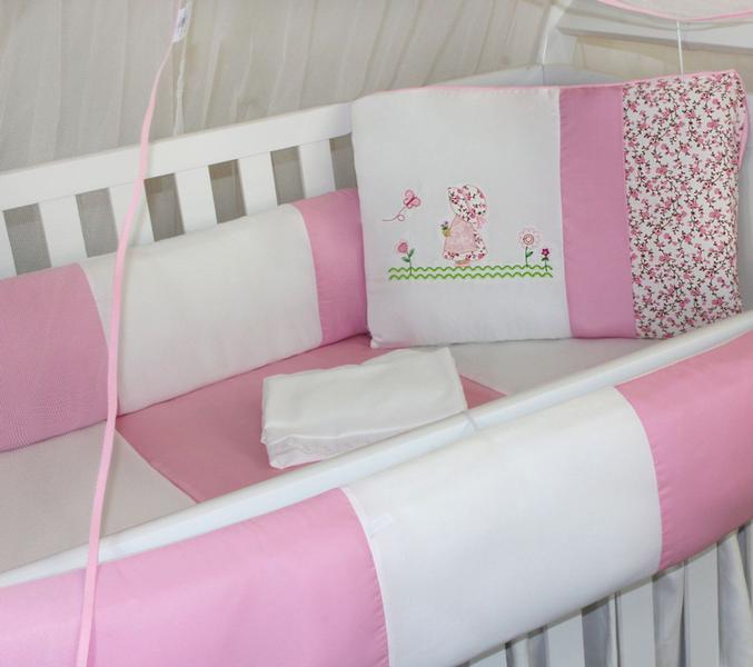 Imagem de Kit Berço Kids com Mosquiteiro Comum - Camponesa Rosa