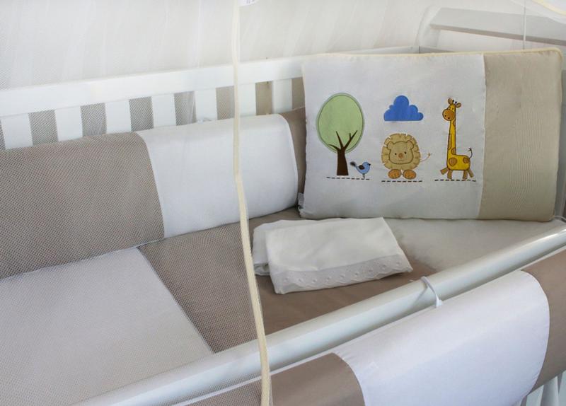 Imagem de Kit Berço Kids com Mosquiteiro Comum Nanna Baby - Safari Caqui