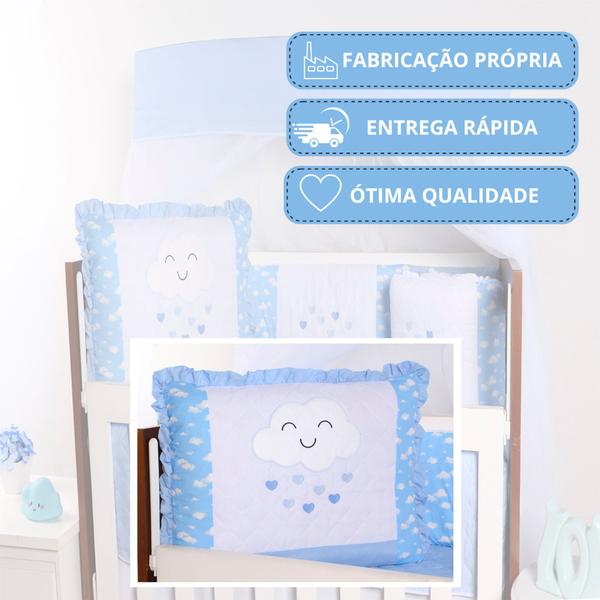 Imagem de Kit Berço Protetor Lateral Bordado Americano Bebê Menina Menino 10 Peças