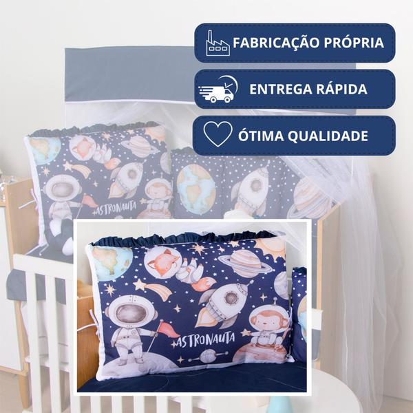 Imagem de Kit Berço Protetor Trança e Almofadas Sublimado Menina Menino 13 Peças